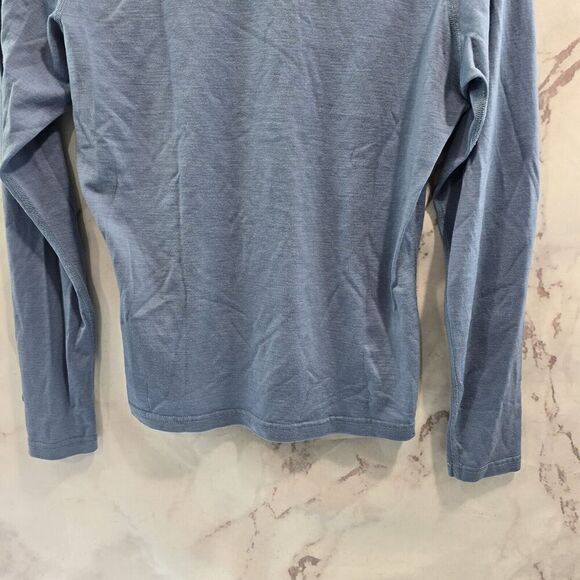 Smartwool Top Womens Large Light Blue Merino Wool Baselayer Shirt V Neck Crop - Picture 8 of 14